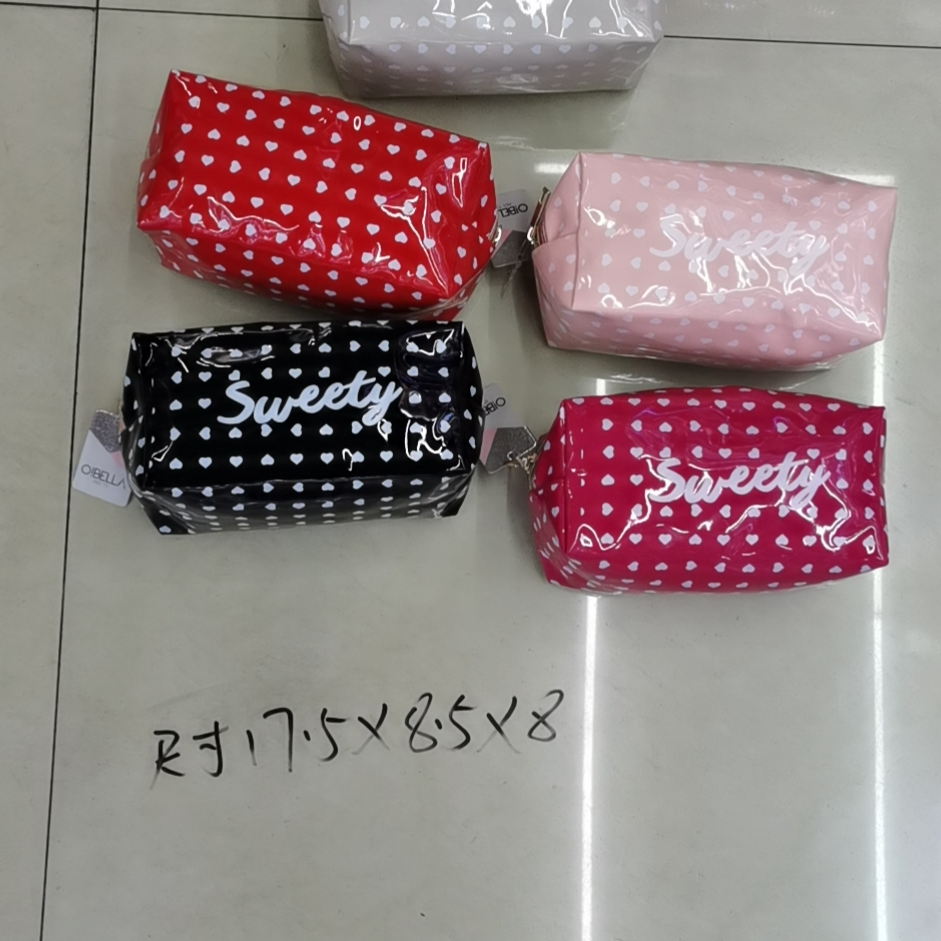 印小桃心八角包洗漱包收纳包小方包化妆包