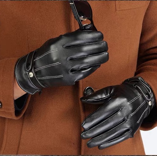 Riding with fleece thickened warm men's windproof water touch screen outdoor motorcycle riding cotton gloves