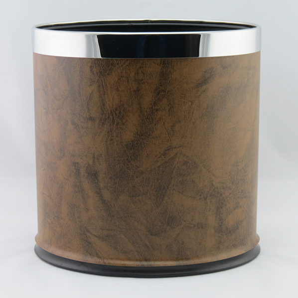 Double Bin Brown Leather Oval