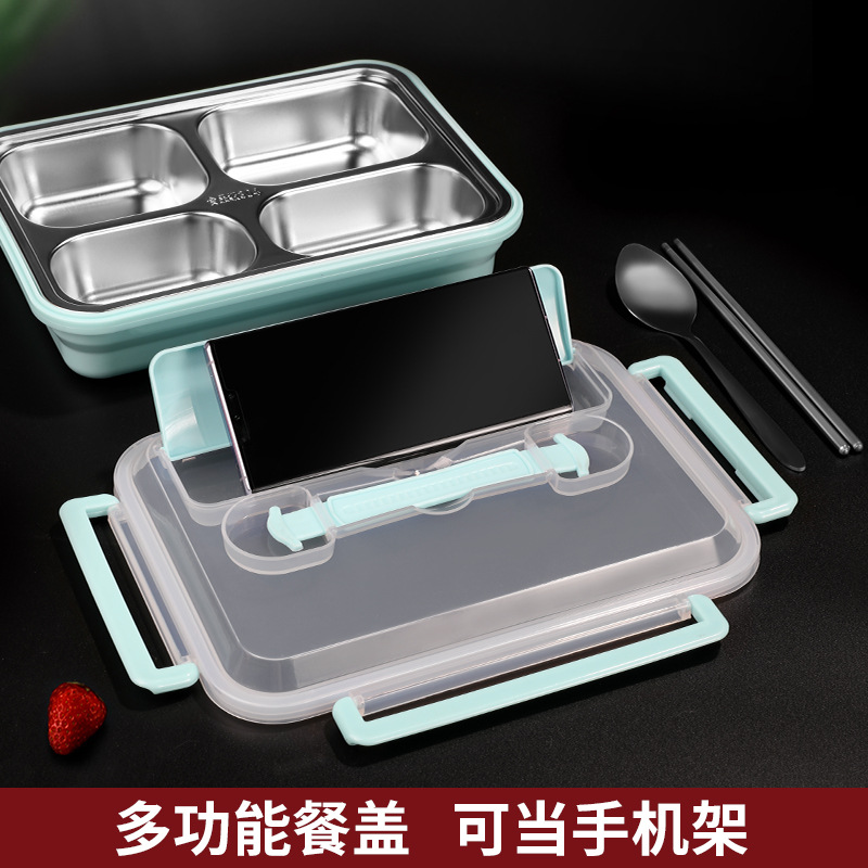Student Lunch Box 304 Stainless Steel Portable Lunch Box Insulated Leakproof Sealed Lunch Box details Picture