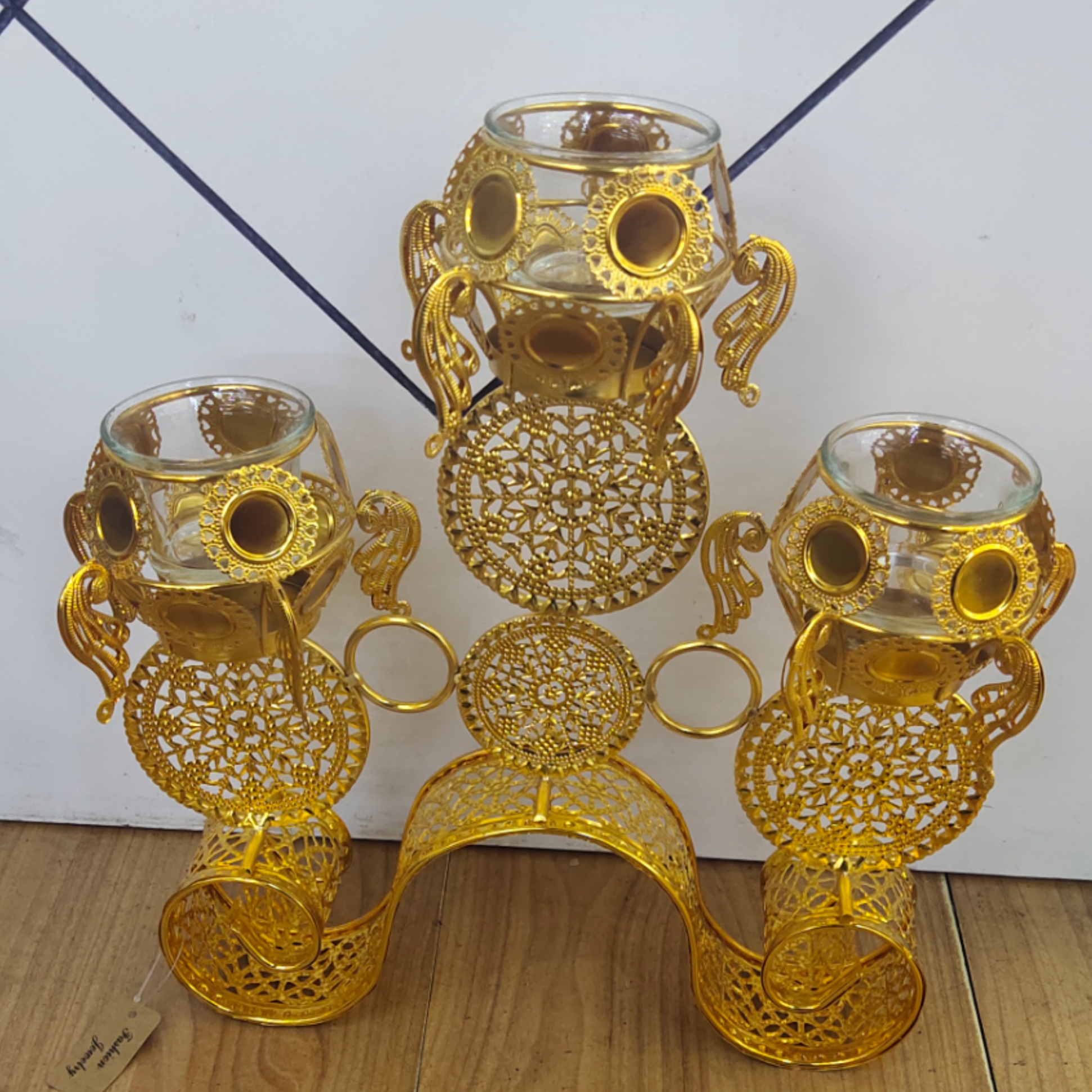 宇萱铁艺中东风格家居装饰摆件金属工艺品铁艺新款花片烛台36