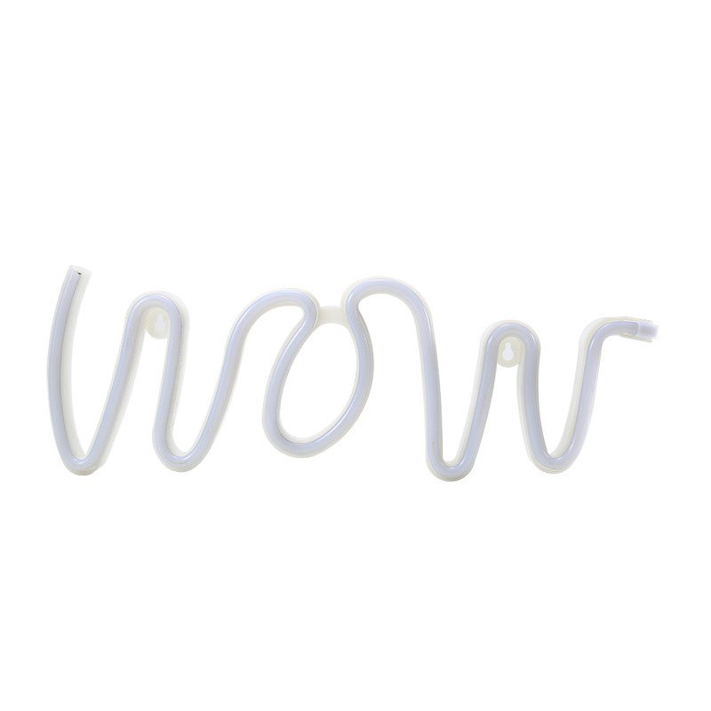The new LED neon light Wow-shaped lamp from ins, a bedroom decoration item, a popular decorative night light, warm white Specification image
