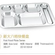 New large six-compartment stainless steel fast food plate