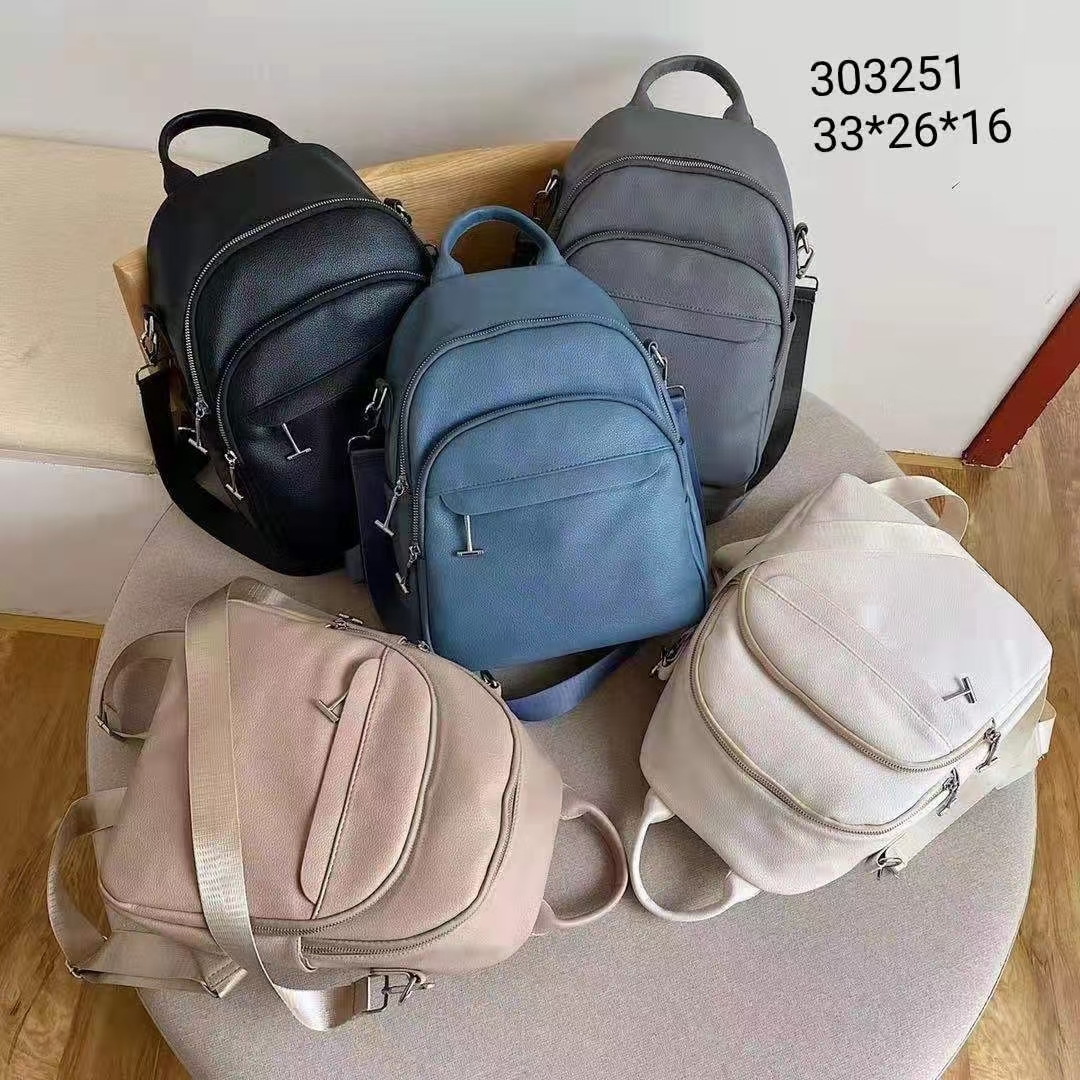 Large capacity quality backpack women 2021 new black soft leather backpack leisure summer travel bag schoolbag 3032