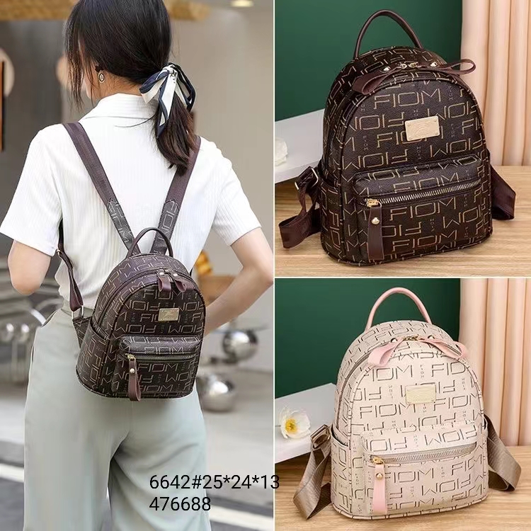 Large capacity quality backpack women 2021 new black soft leather backpack leisure summer travel bag schoolbag 6642