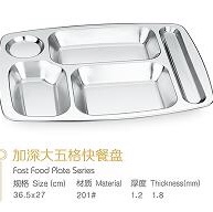 Deepen the large five-compartment stainless steel fast food plate detail image 1