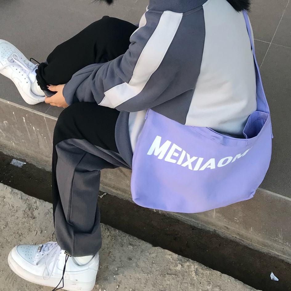单肩背包女韩版百搭糖果帆布包包复古休闲学生大容量斜挎包潮