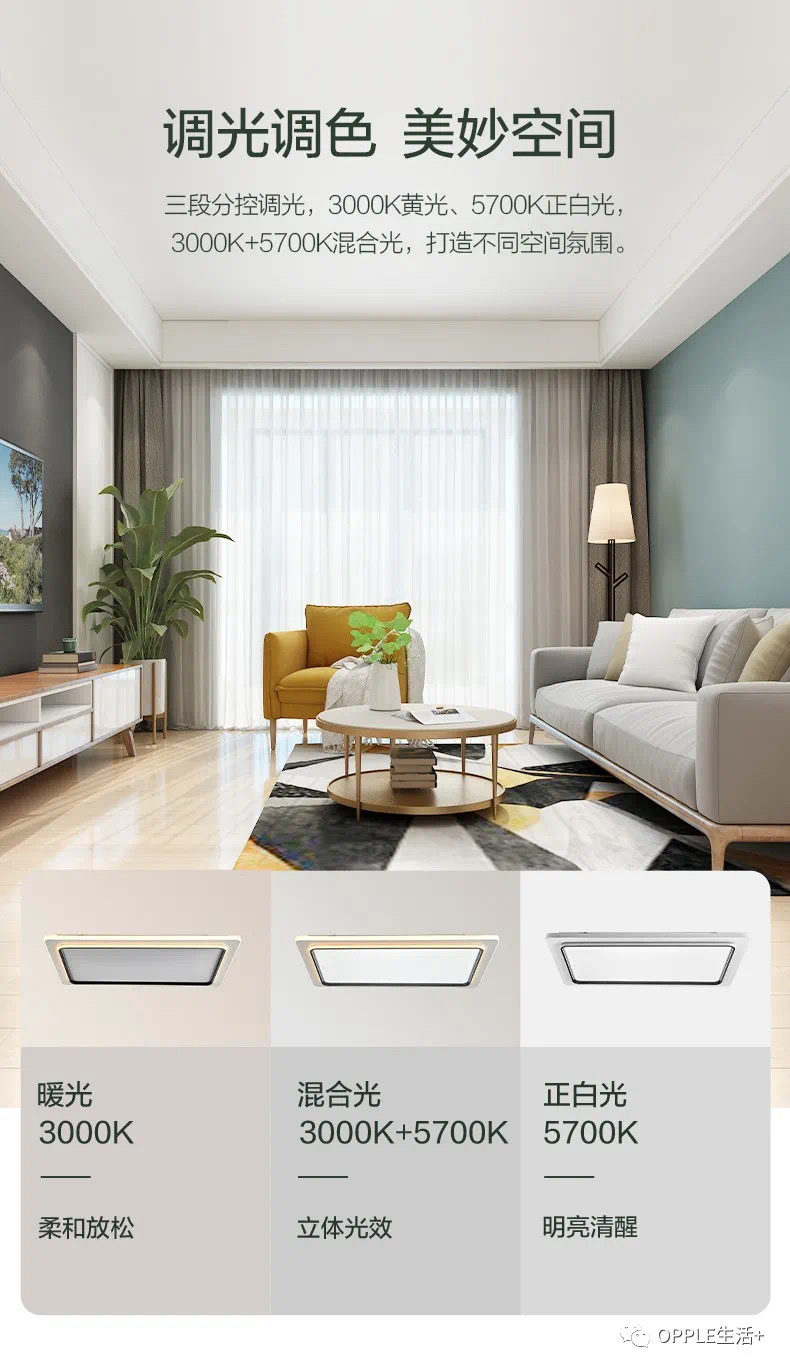 欧普觅柔客厅灯MX1172，196瓦白底实物图