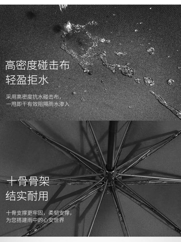 千家旺三折10骨手动碰击布包格子边雨伞商务伞折叠广告伞印刷logo 要10骨黑胶包格子边联系我详情图11