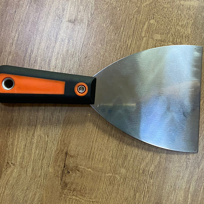 1寸桔黑双色双夹全尾碳钢镜面油灰刀