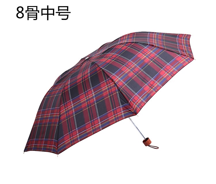 千家旺10骨格子黑杆子手动双人晴雨伞两用三折叠遮格子阳伞防紫外线男女太阳伞详情图10