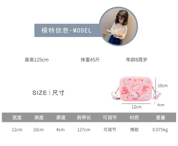 儿童包2020新款卡通亲子小方包美爆女孩硅胶零钱包配饰斜挎包详情图1