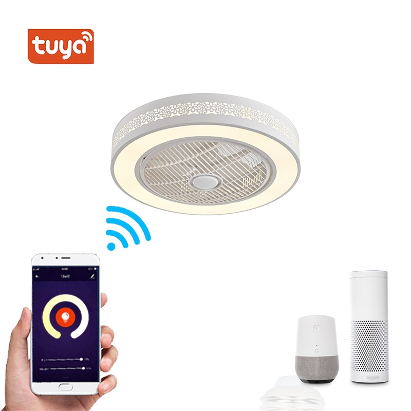 Graffiti WiFi Smart LED Fan lights Modern simple invisible fan lights support Amazon speaker indoor lighting intelligence