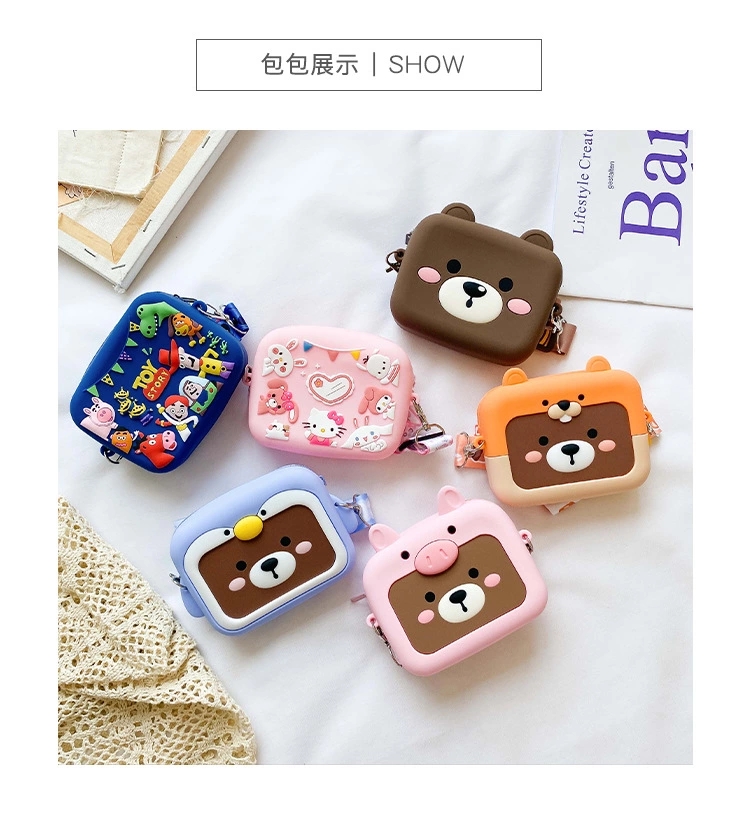 儿童包2020新款卡通亲子小方包美爆女孩硅胶零钱包配饰斜挎包详情图15