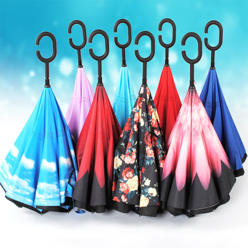 厂家直销免持C型双层可站立反向伞 汽车伞广告伞定制LOGO反向伞详情图5