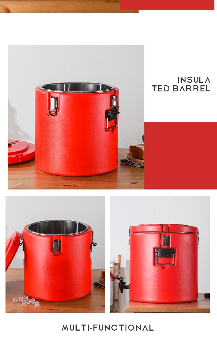 30L stainless steel insulated bucket, plastic commercial double-layer insulated rice bucket, American-style milk tea bucket detail image 19