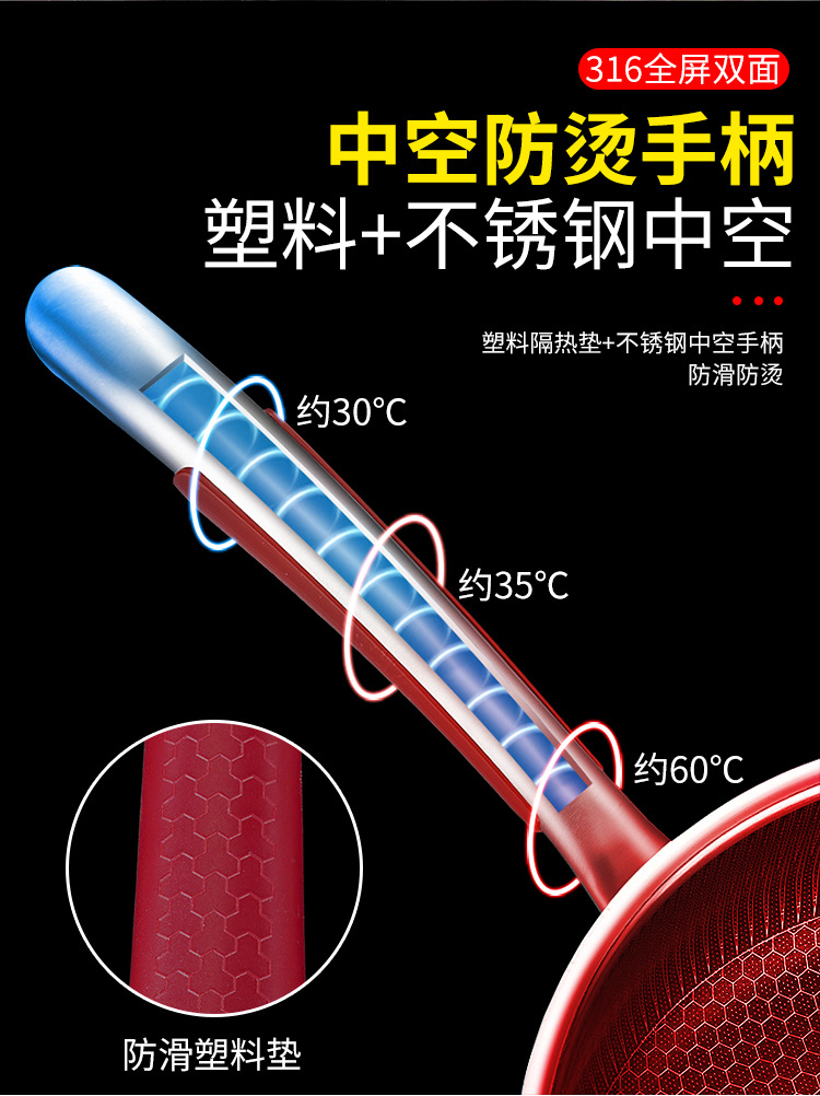 316 Stainless Steel Deep Frying Pan Honeycomb Non-Stick Pan Household Pan Gas Induction Cooker Universal undefined