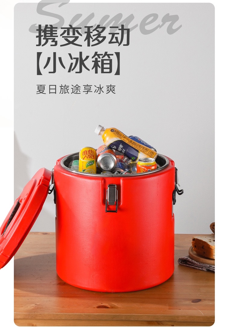 10L不锈钢保温桶 塑料商用双层保温饭桶 美式奶茶桶详情图7