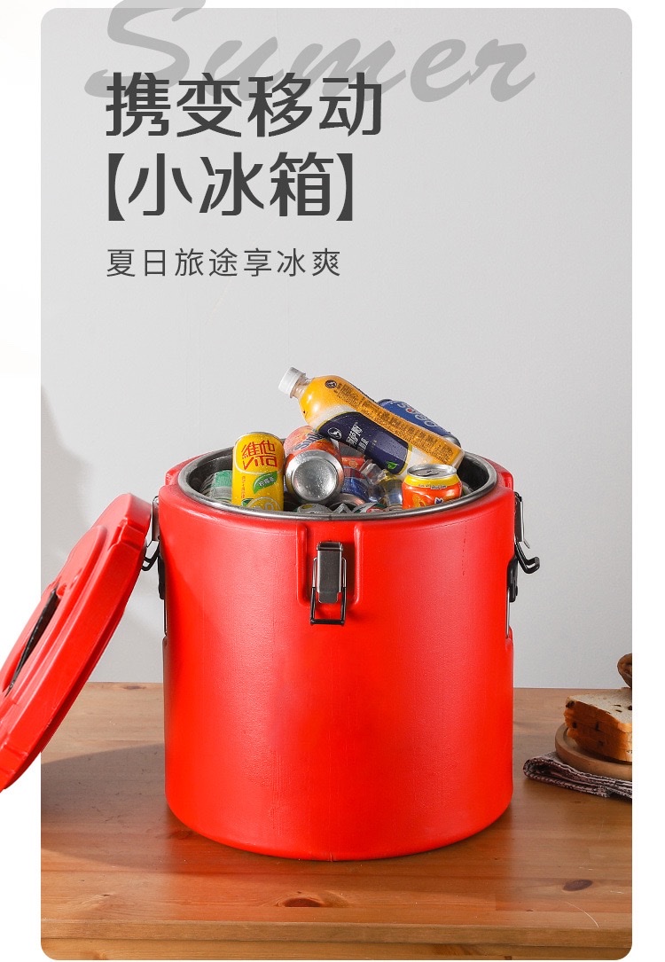 30L stainless steel insulated bucket, plastic commercial double-layer insulated rice bucket, American-style milk tea bucket detail image 7