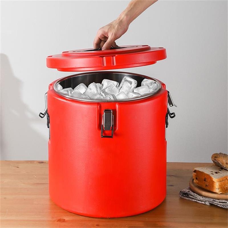 30L stainless steel insulated bucket, plastic commercial double-layer insulated rice bucket, American-style milk tea bucket details Picture