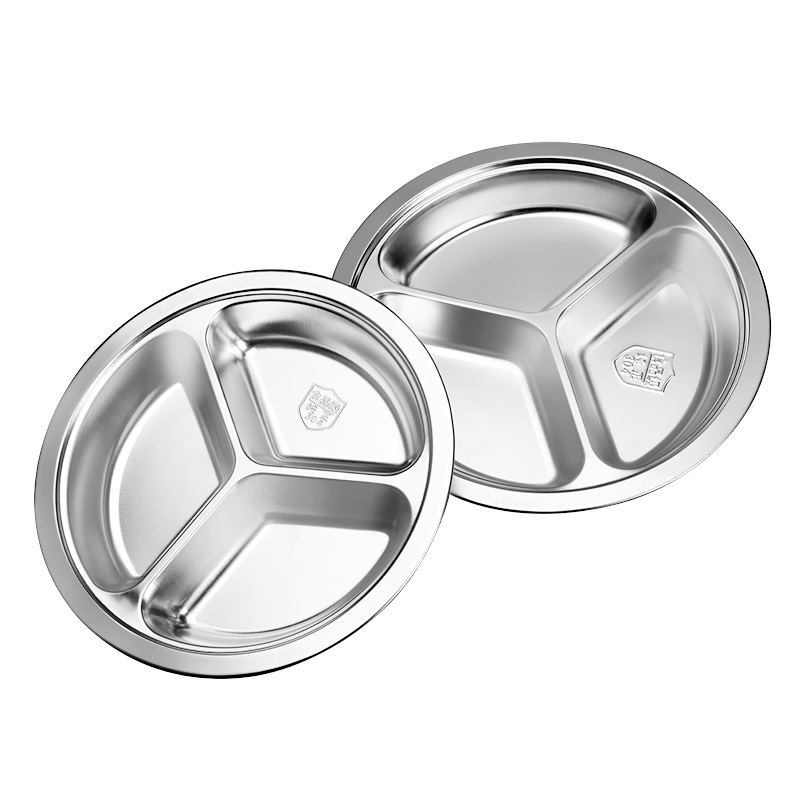 304 Stainless Steel Plate Thickened Three Circle Fast Food Plate details Picture
