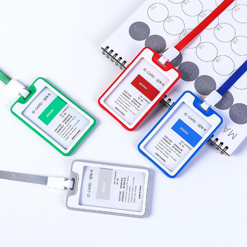 New dual-color, double-sided transparent work ID card holder detail image 5