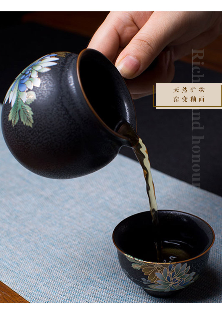 窑变立体趴花泡茶茶壶 日式陶瓷功夫茶具侧把壶冲茶器礼品套装详情3