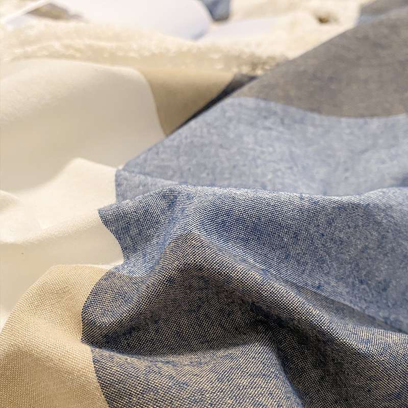 水洗棉四件套纯棉色织被套床单日式简约款床上用品家纺被套详情7
