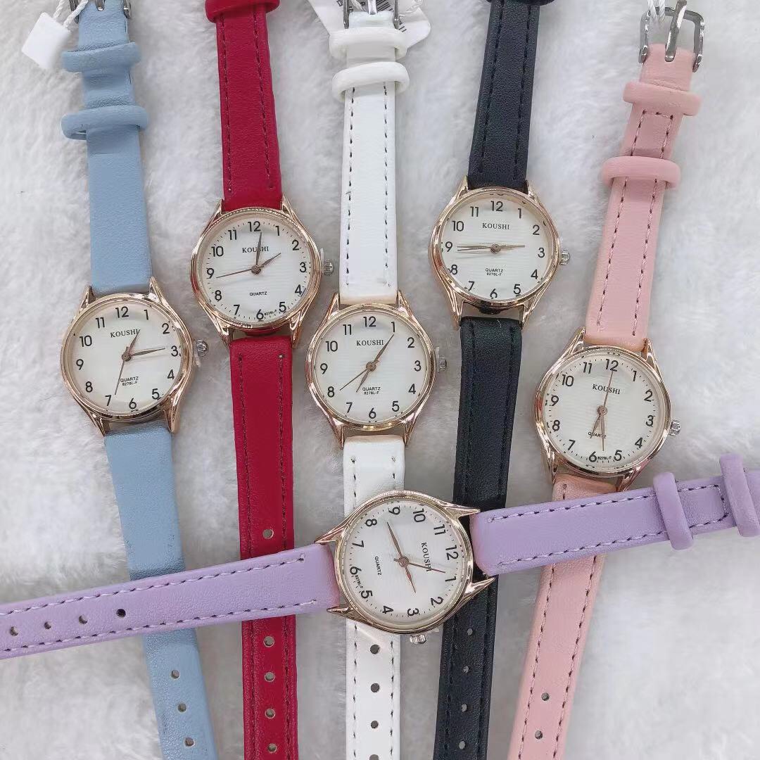 内外贸学生数字手表，进口机芯防水皮手表，多种颜色时尚百搭石英腕表，