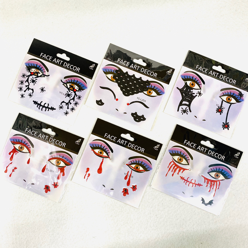 Off-the-shelf tattoo face sticker Acrylic diamond sticker horror face sticker