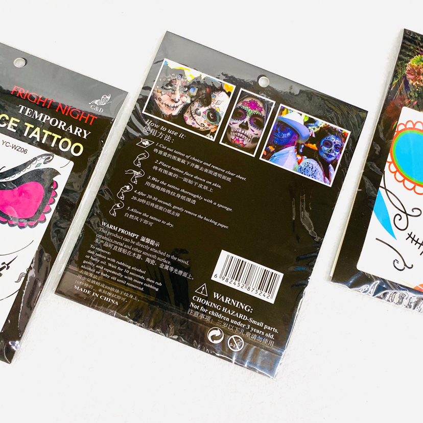 Explosive tattoo face stickers Creative scary face stickers