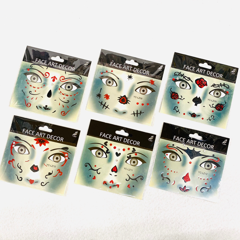 Manufacturers direct sales tattoo sticker series face sticker acrylic diamond sticker horror face sticker