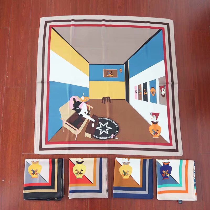 Korean Fashion 90 Square Scarf 34 full figure