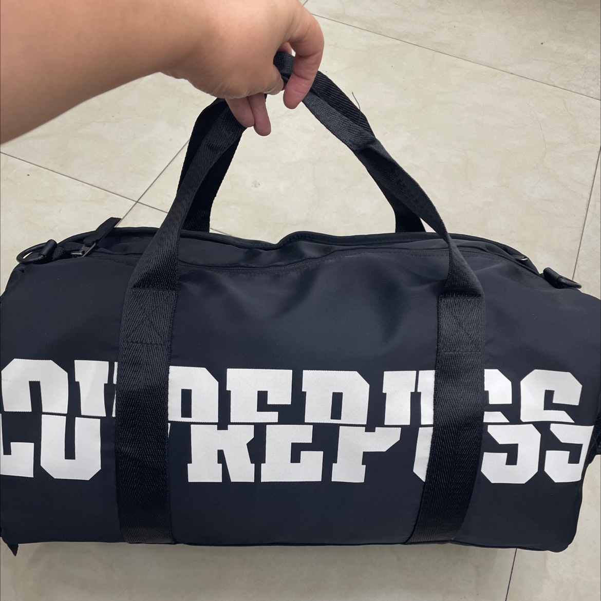 Letter-printed fitness bag and sports bag