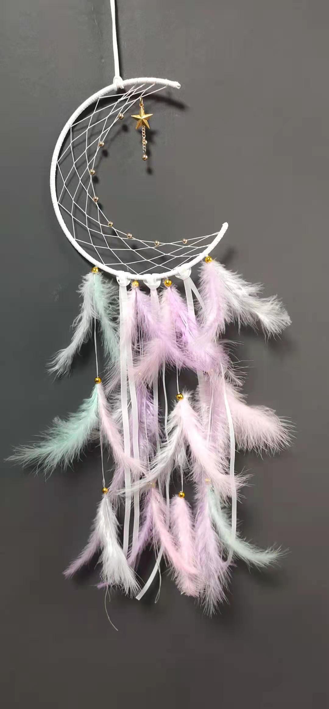 Moon dreamcatcher, crescent-shaped dreamcatcher wind chime with light Application Scenario