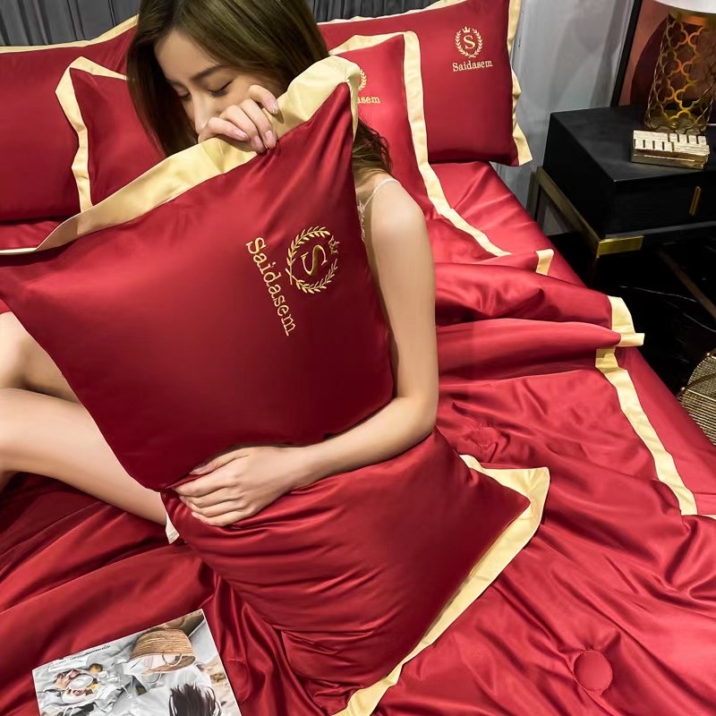 Summer cool quilt, silk four-piece set, bed sheet, quilt, bedding, home textile quilt cover Specification image