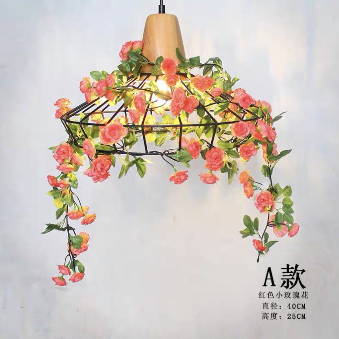 北欧餐厅吧台灯具火锅店阳台服装店创意个性工业风花球灯植物吊灯红玫瑰