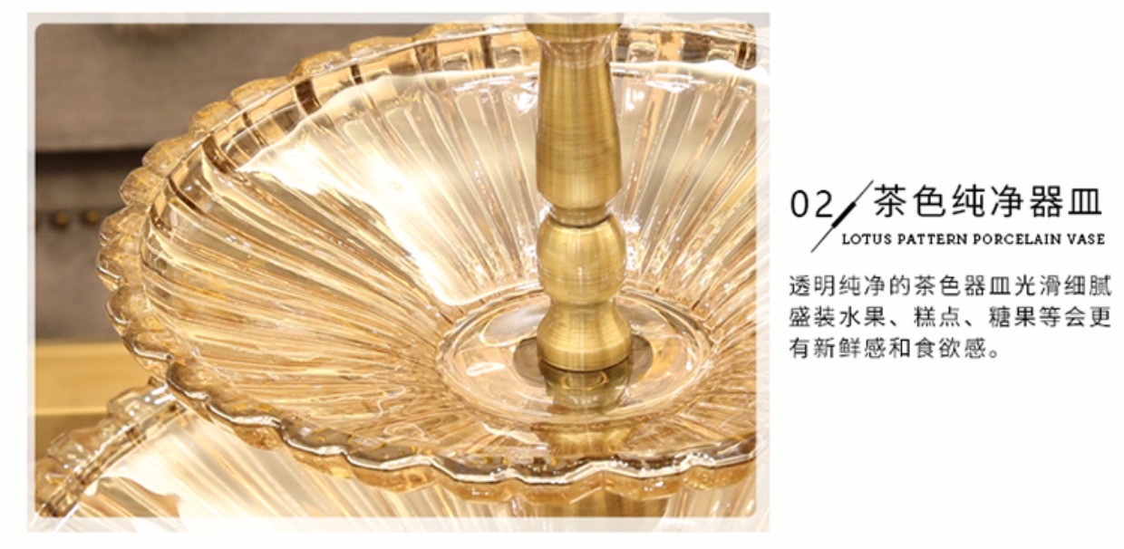 European-style double-layer glass fruit platter, modern creative fruit platter, dried fruit platter, home living room coffee table decoration, luxurious fruit basin detail image 5