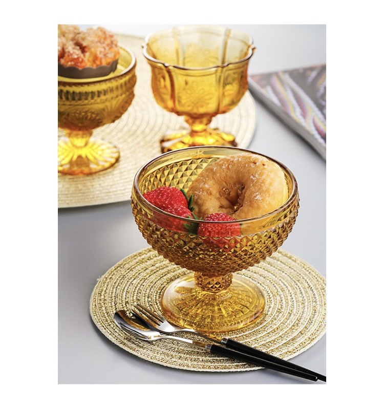 欧式多色浮雕冰淇淋杯创意布丁碗水果沙拉碗高脚玻璃甜品杯详情图4