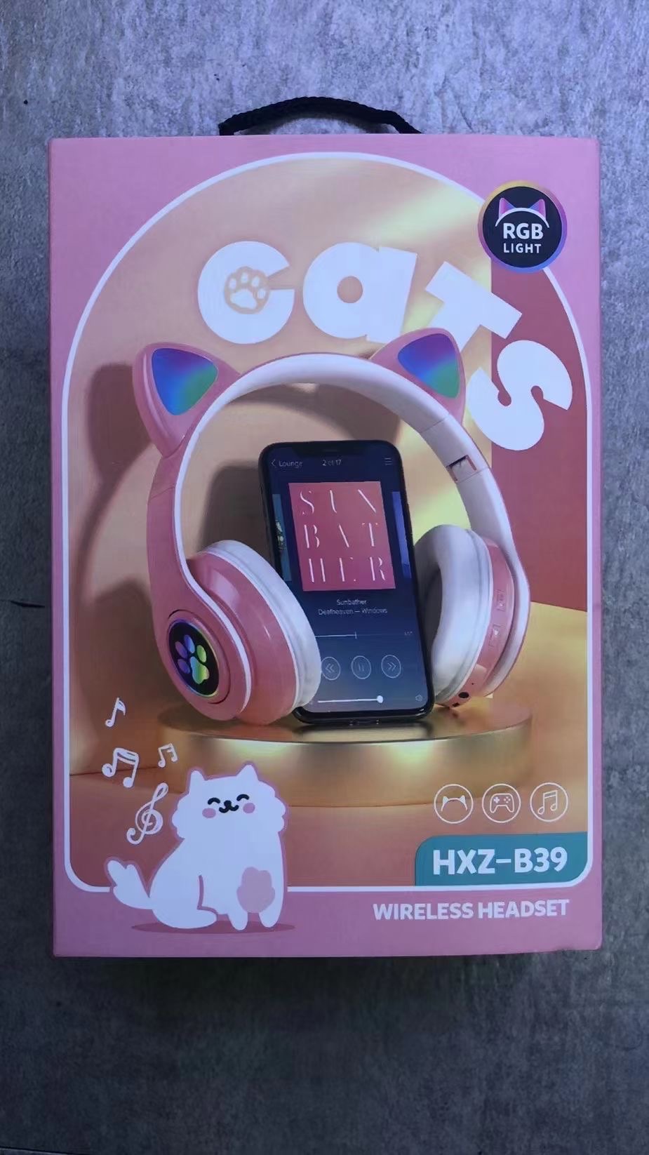 跨境B39猫耳朵头戴式发光蓝牙耳机5.0插卡重低音无线蓝牙耳机产品图