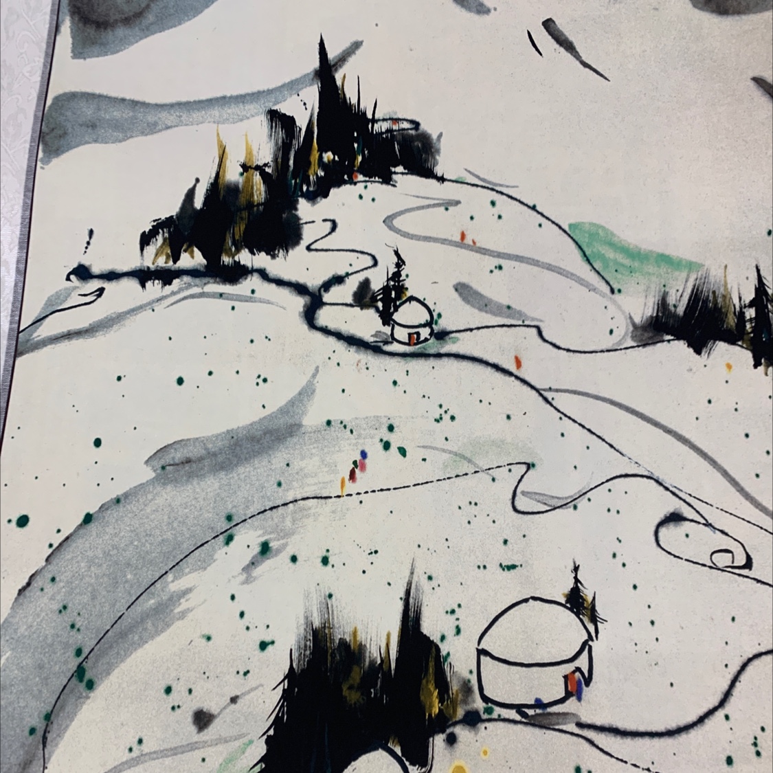 60X90 Wu Guanzhong Imitating Famous Chinese Painting Porch Painting Chinese Painting Abstract details Picture