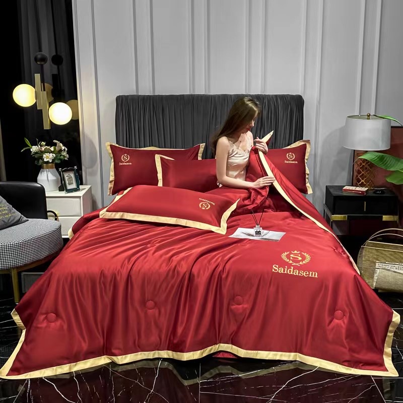 Summer cool quilt, silk four-piece set, bed sheet, quilt, bedding, home textile quilt cover pic 3