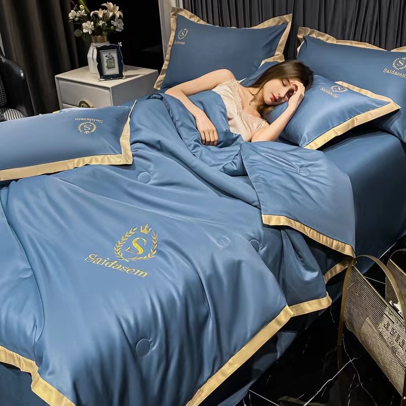 Summer cool quilt, silk four-piece set, bed sheet, quilt, bedding, home textile quilt cover pic 9