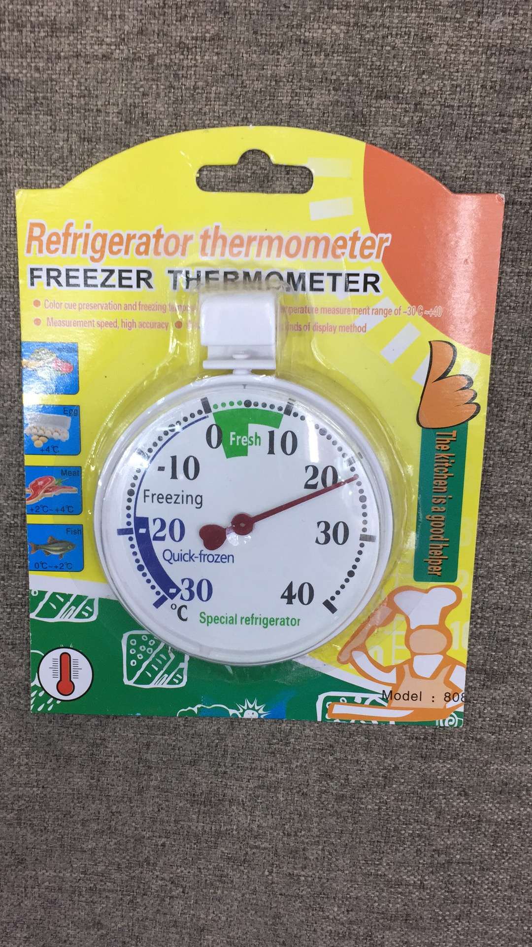 挂式圆形指针式冰箱温度计细节图