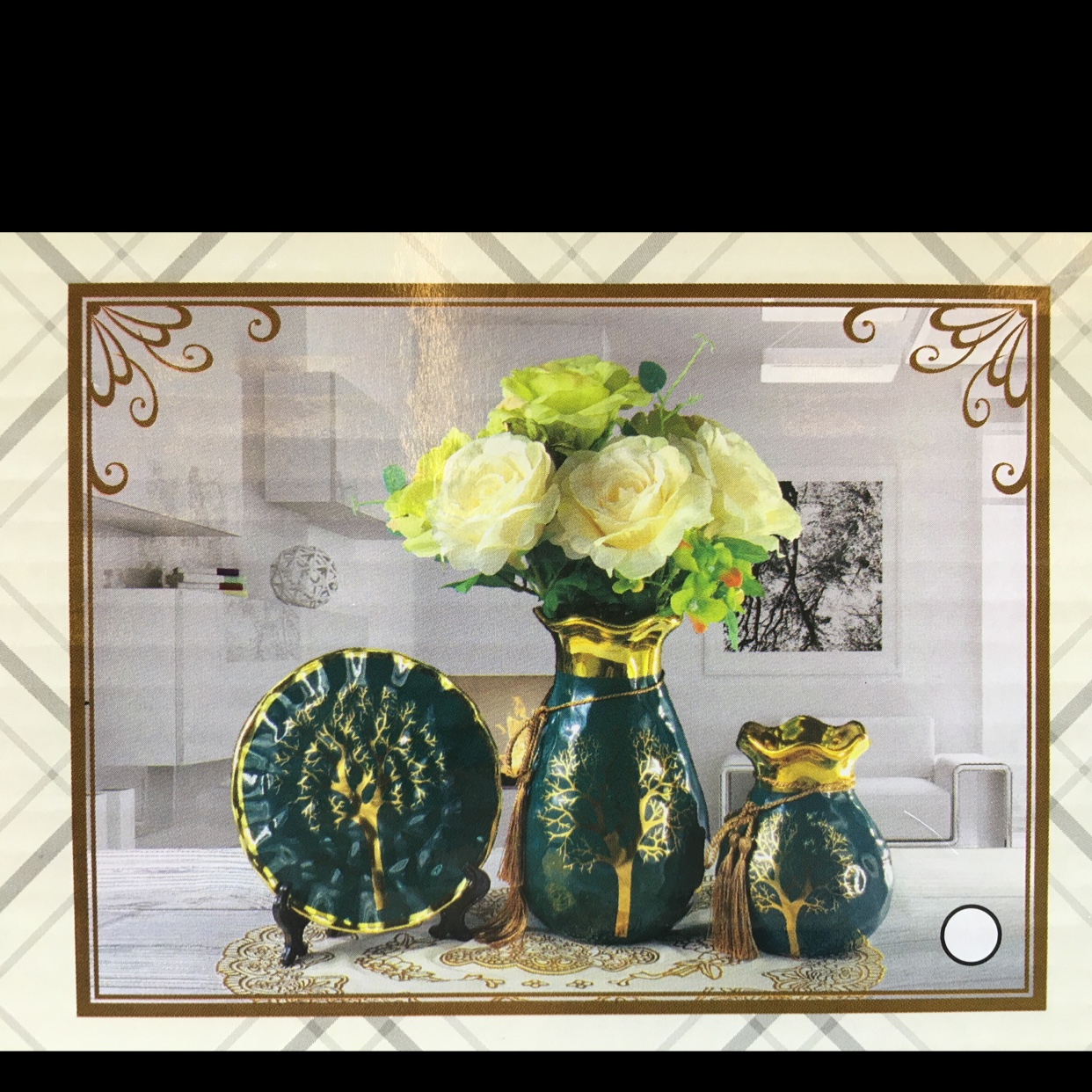 China Yiwu Commodity City ceramic arts and crafts vase three-piece set hotel decoration home decoration porch decoration living room decoration restaurant decoration TV cabinet decoration hot sales details Picture