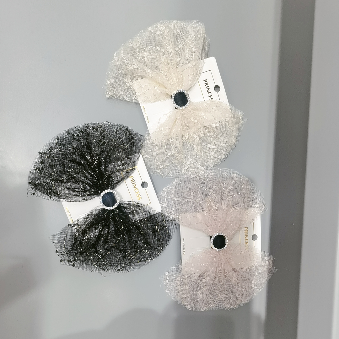 Korean Lace Bow Hairpin Fairy Fashion Simple Hairpin Day Tie Headwear With Diamond