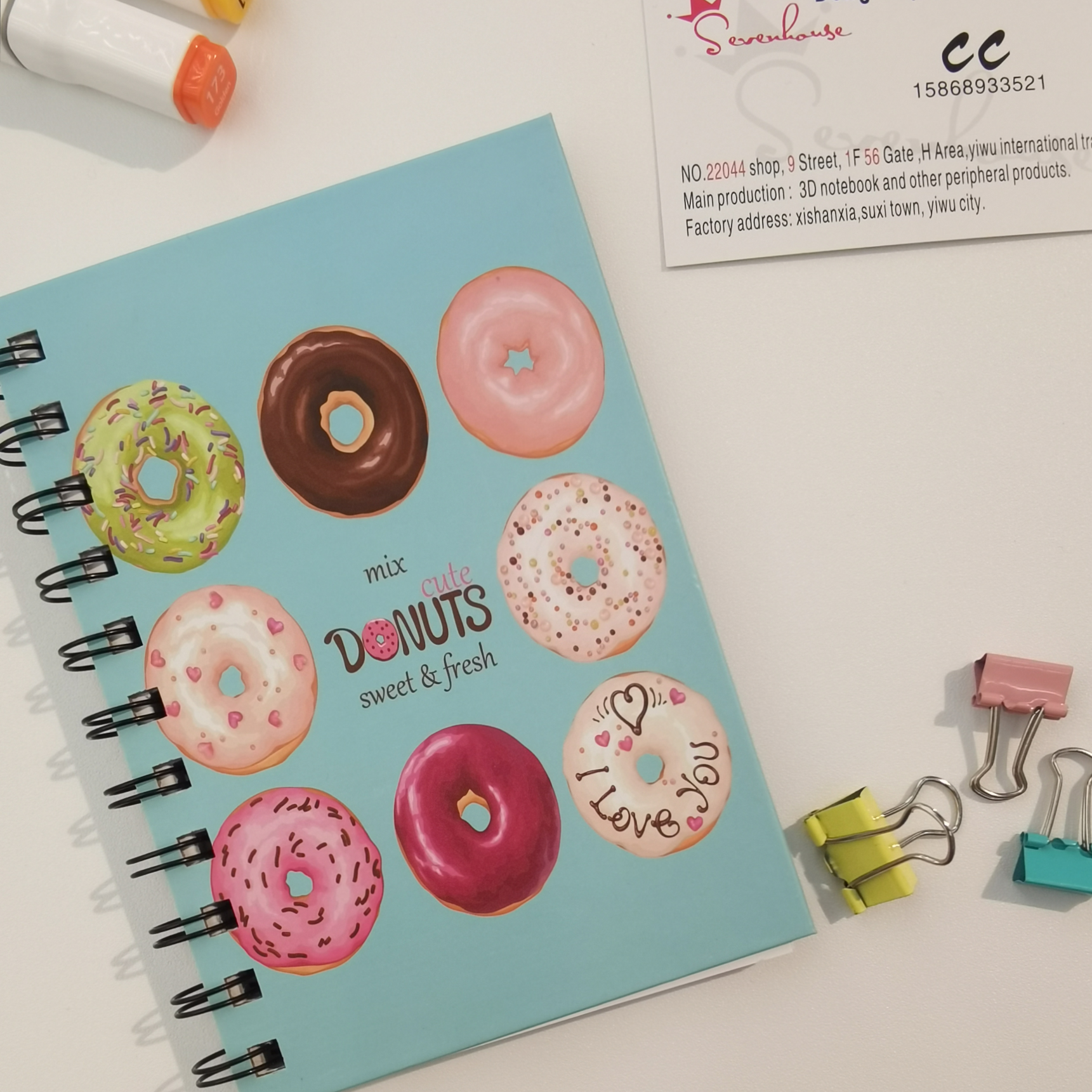 甜甜圈韩国学生ins热卖线圈本硬壳横线内页