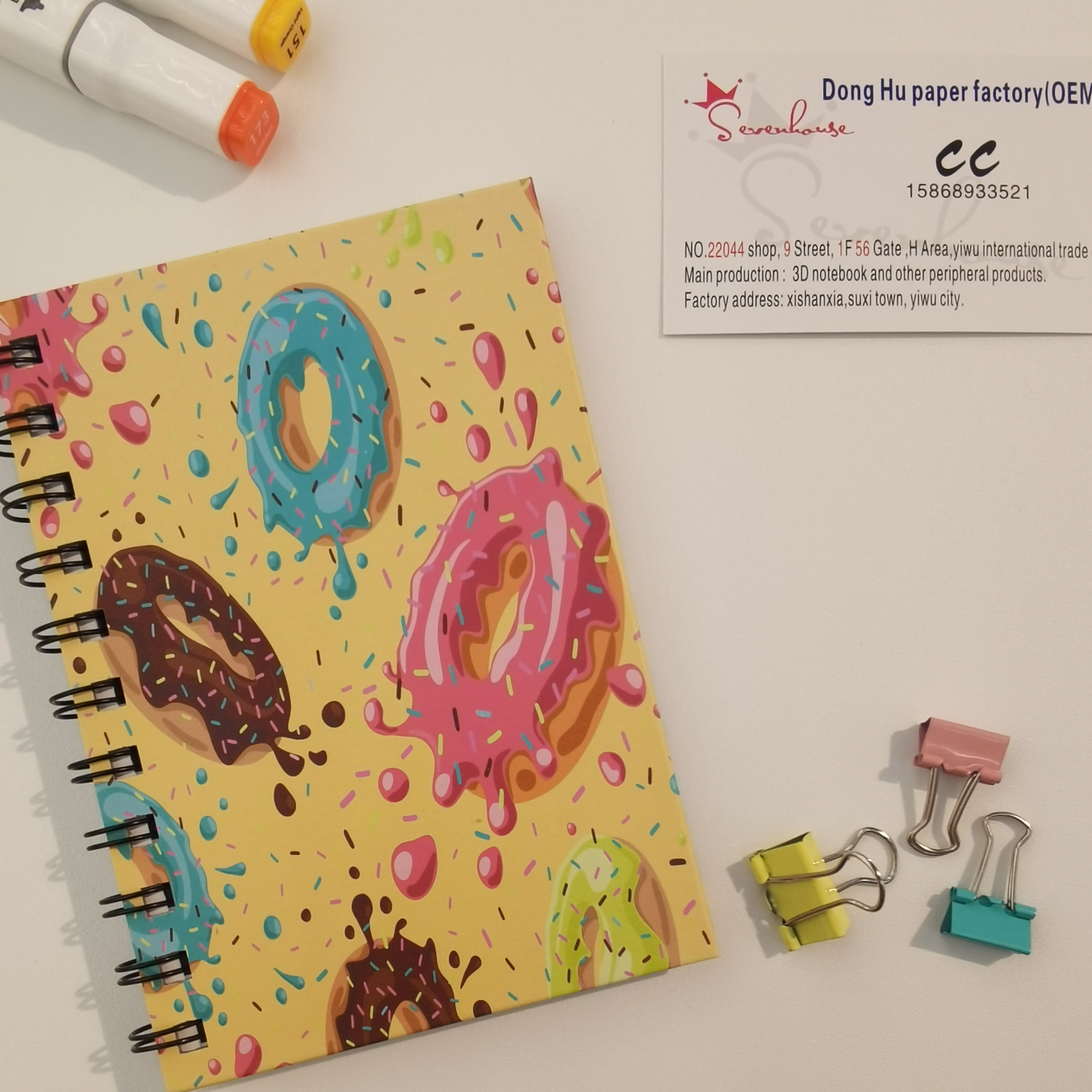 甜甜圈韩国卡通ins热卖线圈本 学生本黄色马卡龙