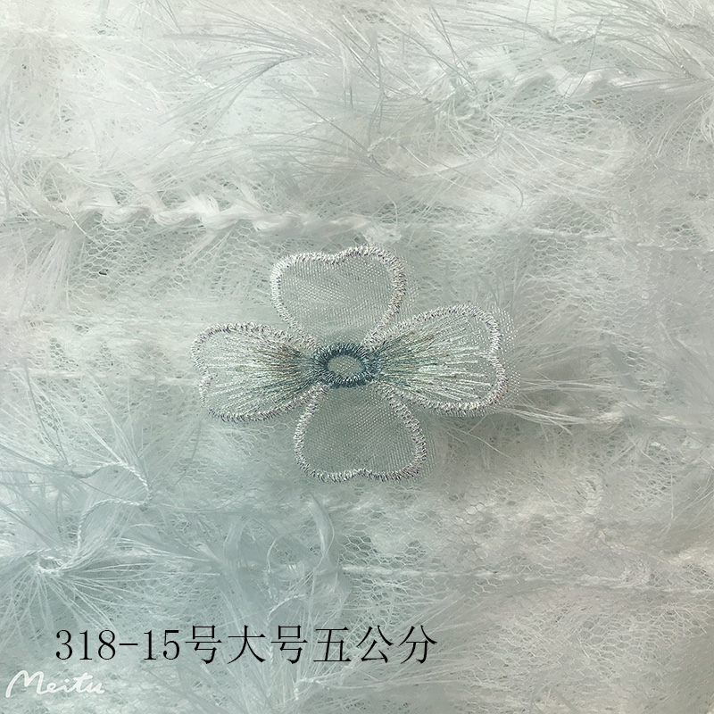 Purple Cherry Blossom Language embroidered chiffon petal four-leaf clover Large embroidered four-petal flower ancient-style hair accessory diy headwear material Application Scenario