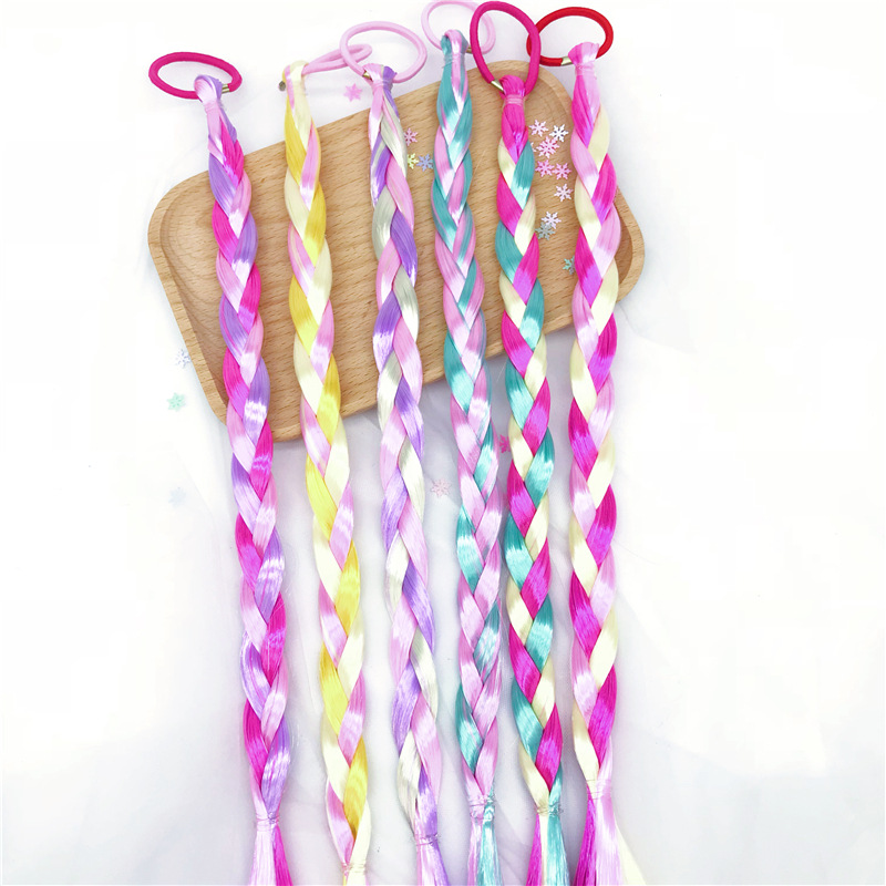 Summer braided hair, false hair, hair ties, ribbons, party hair accessories, children's braided ribbons, wigs, braids, hair bands, headwear